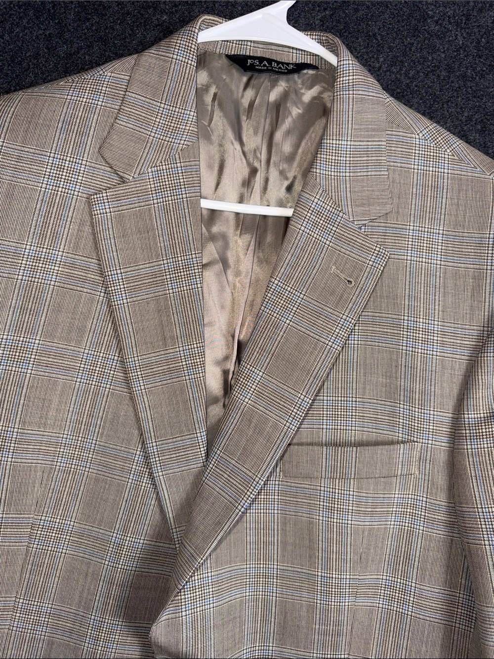 Jos. A. Bank Signature Collection Mens Tan Blue Glen Plaid Blazer Sport Coat